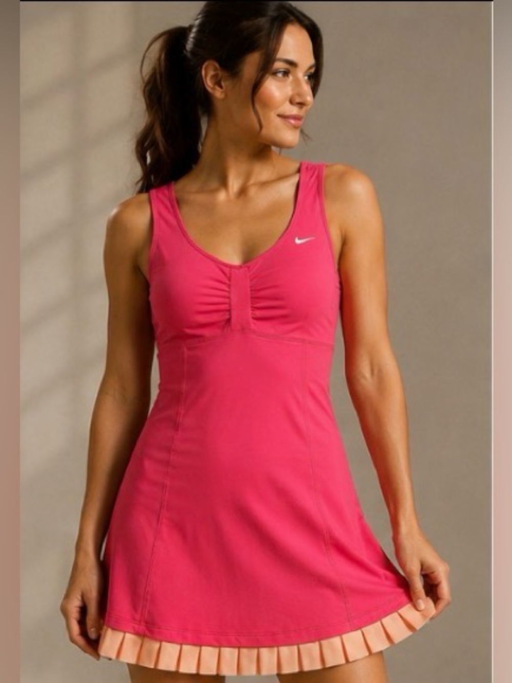 Nike Pink Mini Dress with Peach Pleated Hem